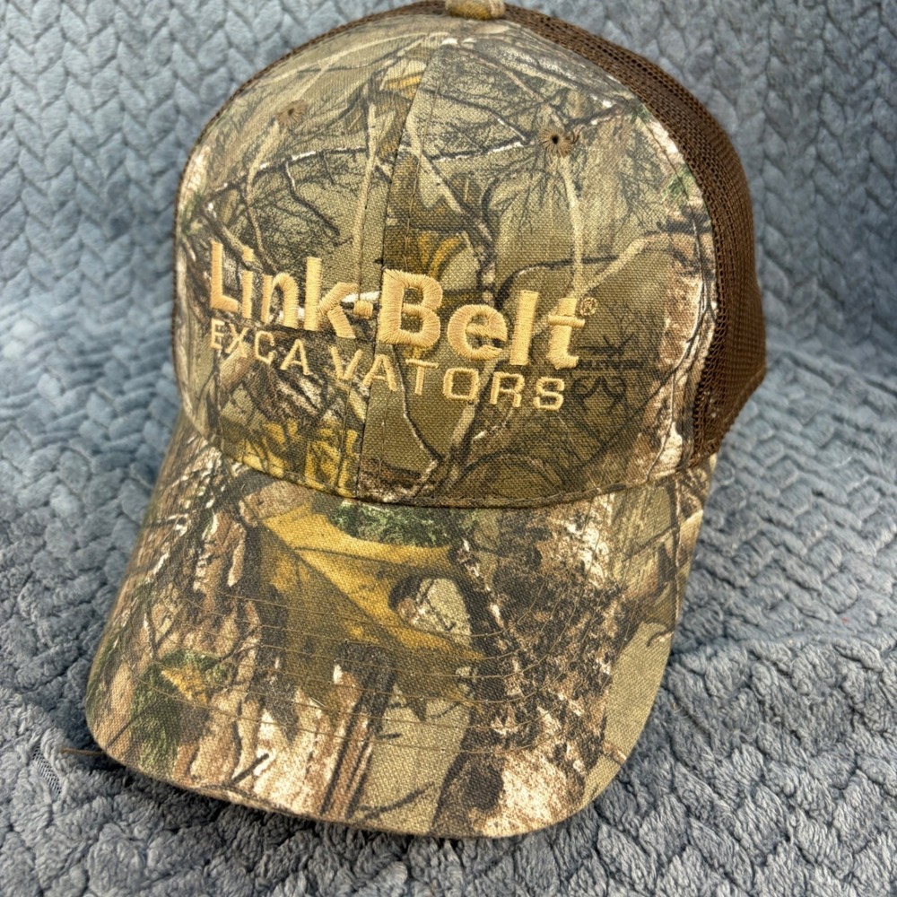 Link-Belt Excavators Realtree Camo Mesh Trucker Hat Brown Adjustable Cap